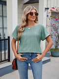 Eyelet Round Neck Short Sleeve Top