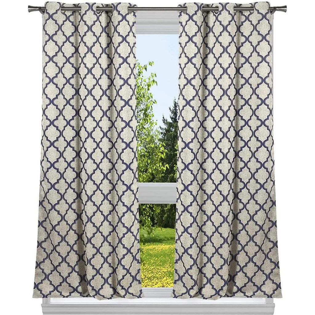2-Pack: Heavy Geometric Blackout Grommet Window Curtain Pair Panel