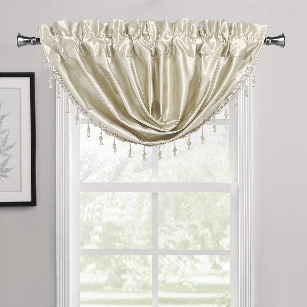 2-Pack: Luxury Waterfall Austrian Beads Trimmed Window Valances