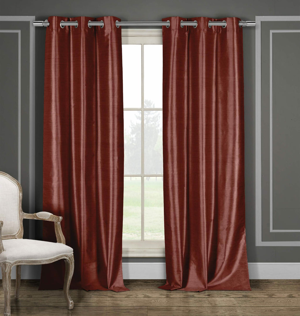 2-Piece Set: Blackout Faux Silk Foamback Room Darkening Grommet  Window Curtains Pair Panel
