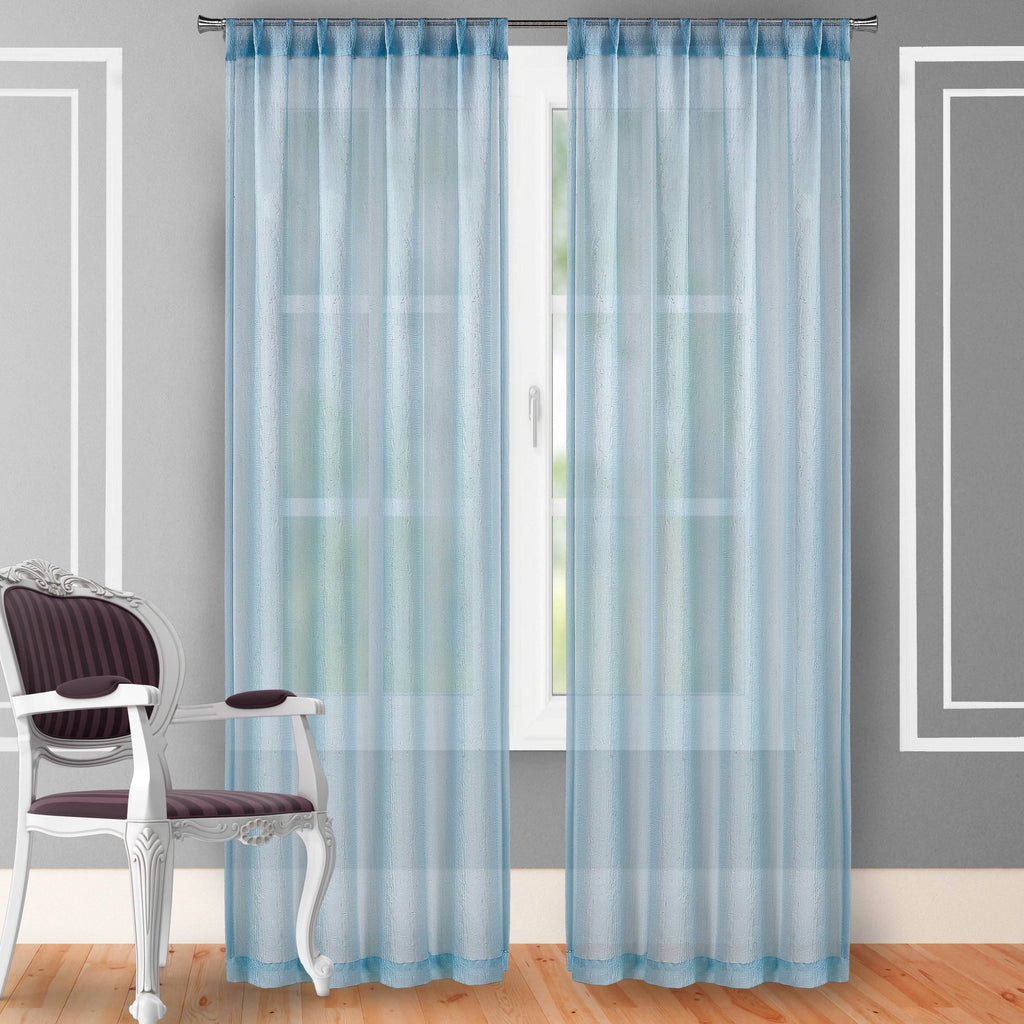 2-Piece Set: Crushed Semi-Sheer Fire Retardant Window Curtain