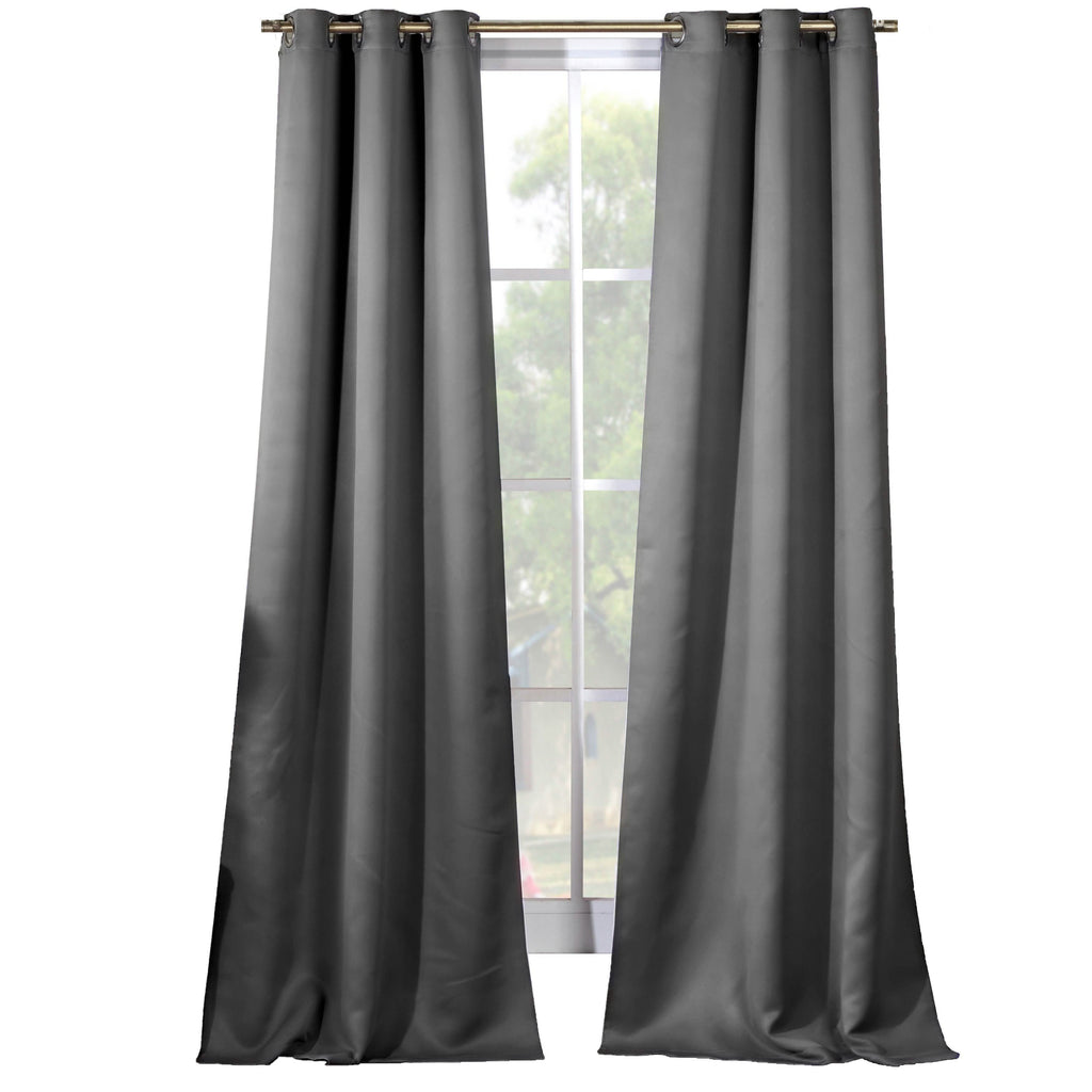 2-Piece Set: Solid Blackout Thermal Grommet Window Curtain Pair Panel