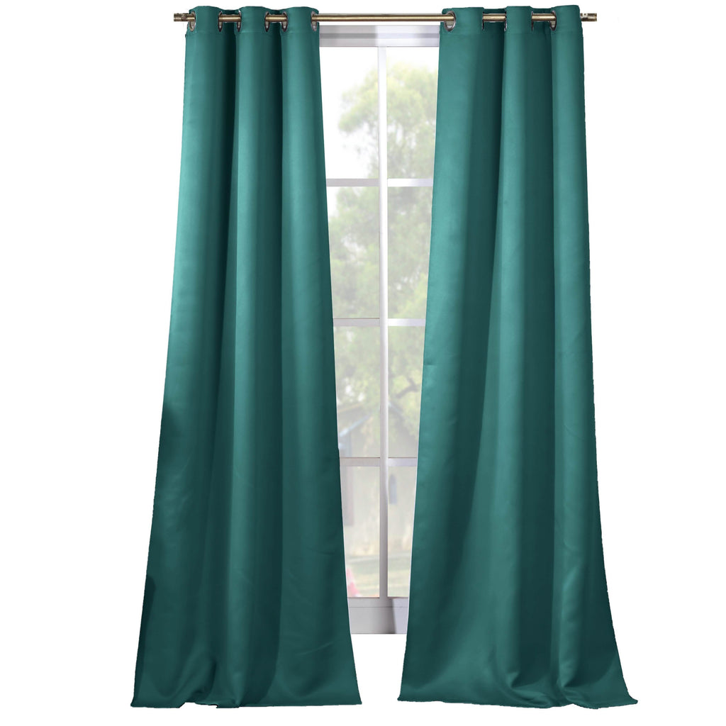2-Piece Set: Solid Blackout Thermal Grommet Window Curtain Pair Panel
