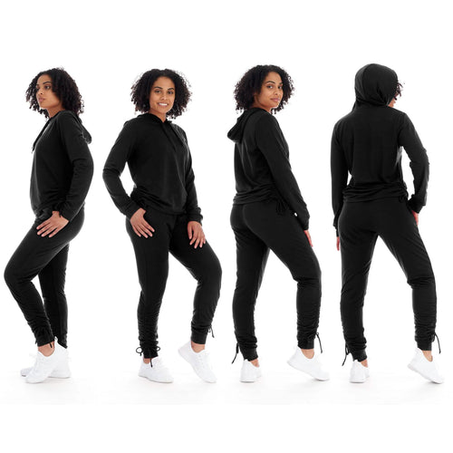 2-Piece Set: Women's Athleisure Fleece Jogger Sweatpants & Hoodie With Pockets Set
