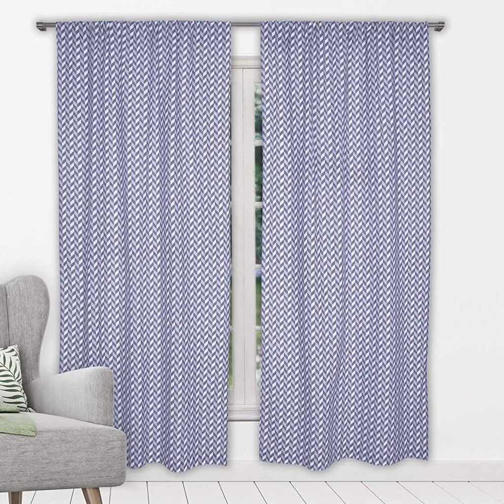 2-Piece Set:100% Cotton Chevron Print Blackout Window Curtain Pair Panel