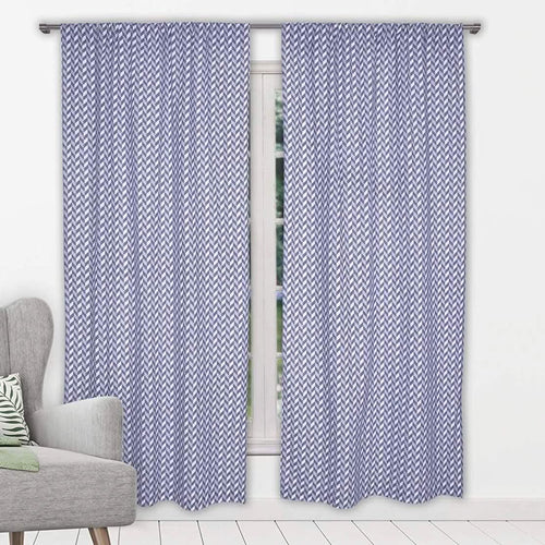 2-Piece Set:100% Cotton Chevron Print Blackout Window Curtain Pair Panel