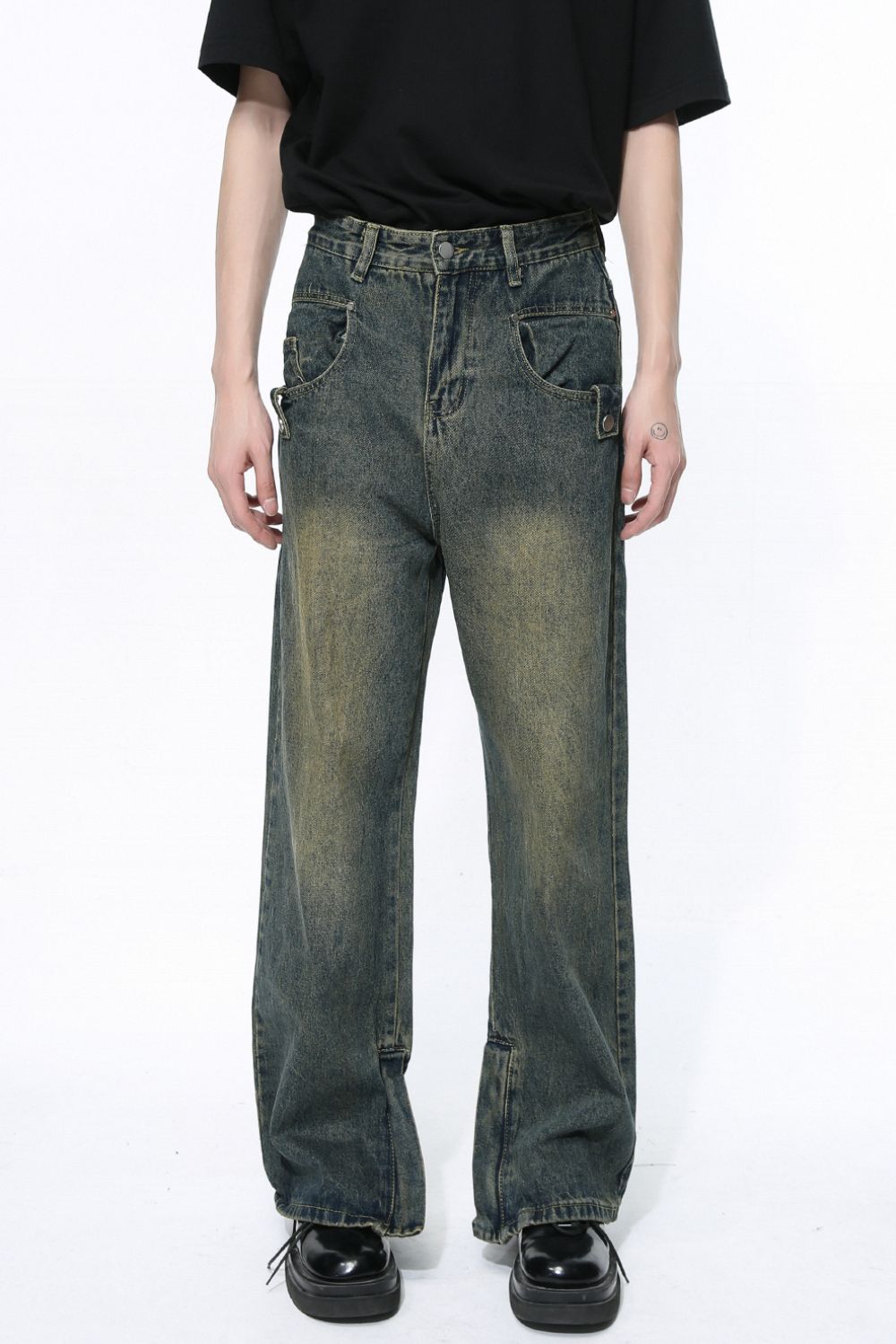 Side Slit Jeans with Pockets