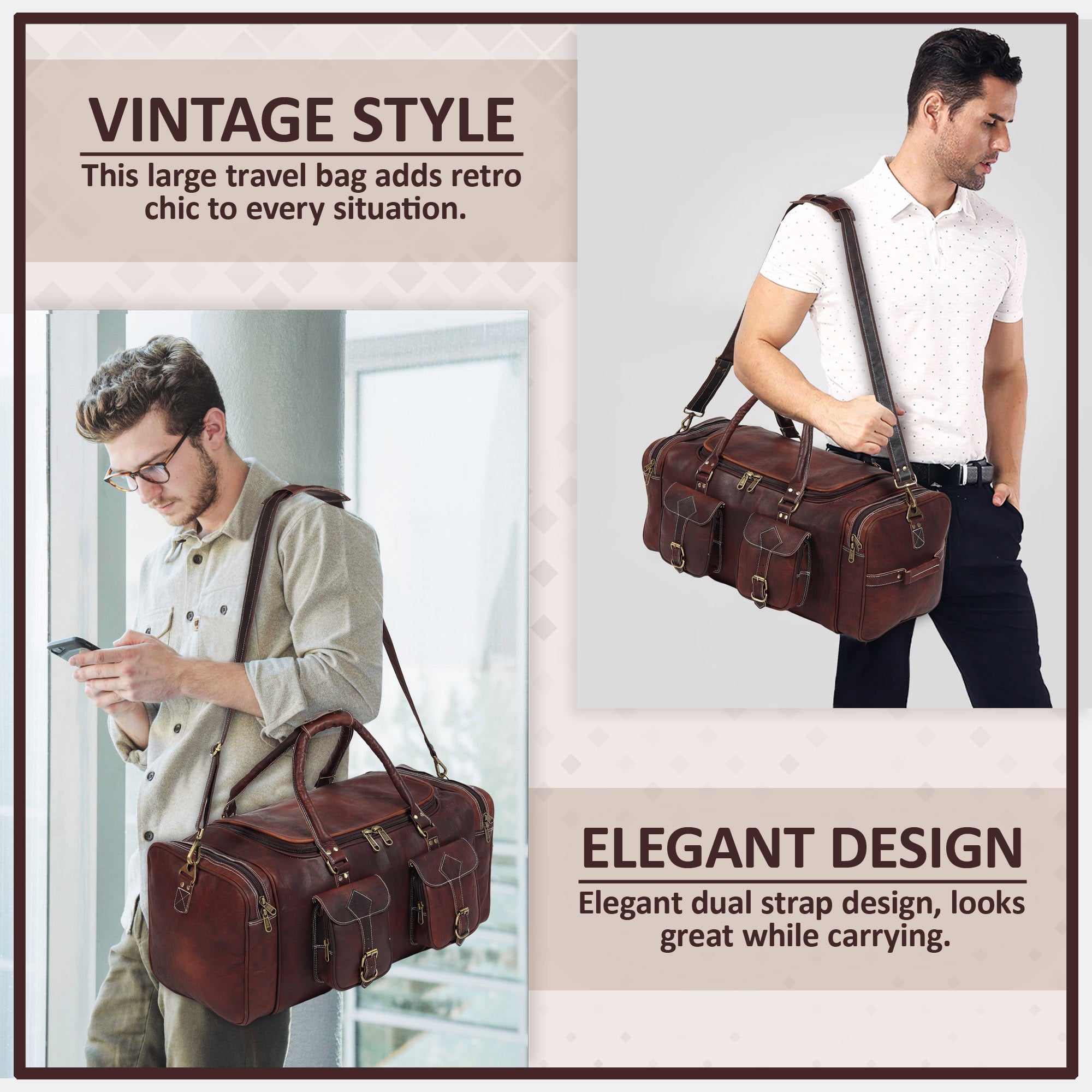 Vintage Dark Brown Traveller Duffle Bag