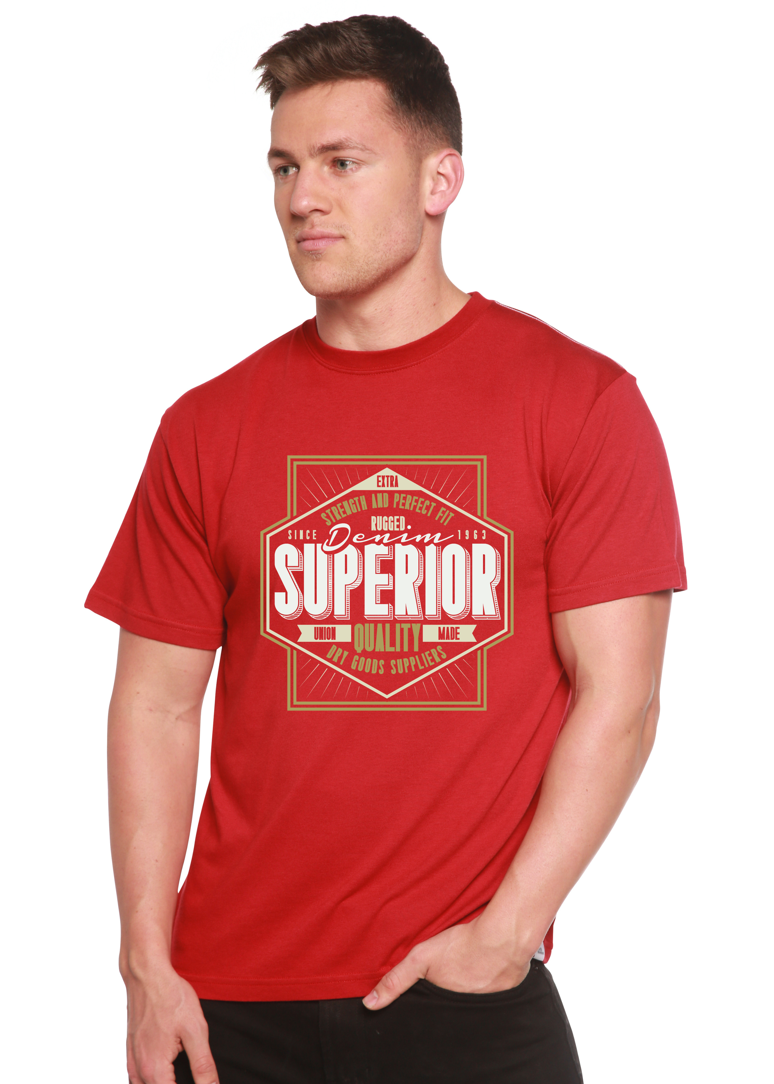 Superior Quality Men's Bamboo Viscose/Organic Cotton Short Sleeve Graphic T-Shirt