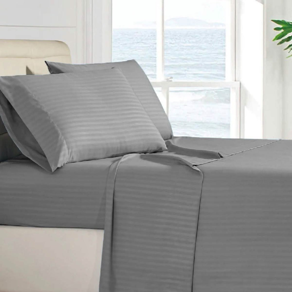4-Piece: Stripe Smooth Textured Bedding Sheet Set