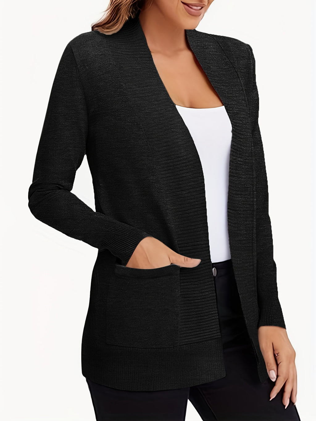 Open Front Long Sleeve Sweater Cardigan
