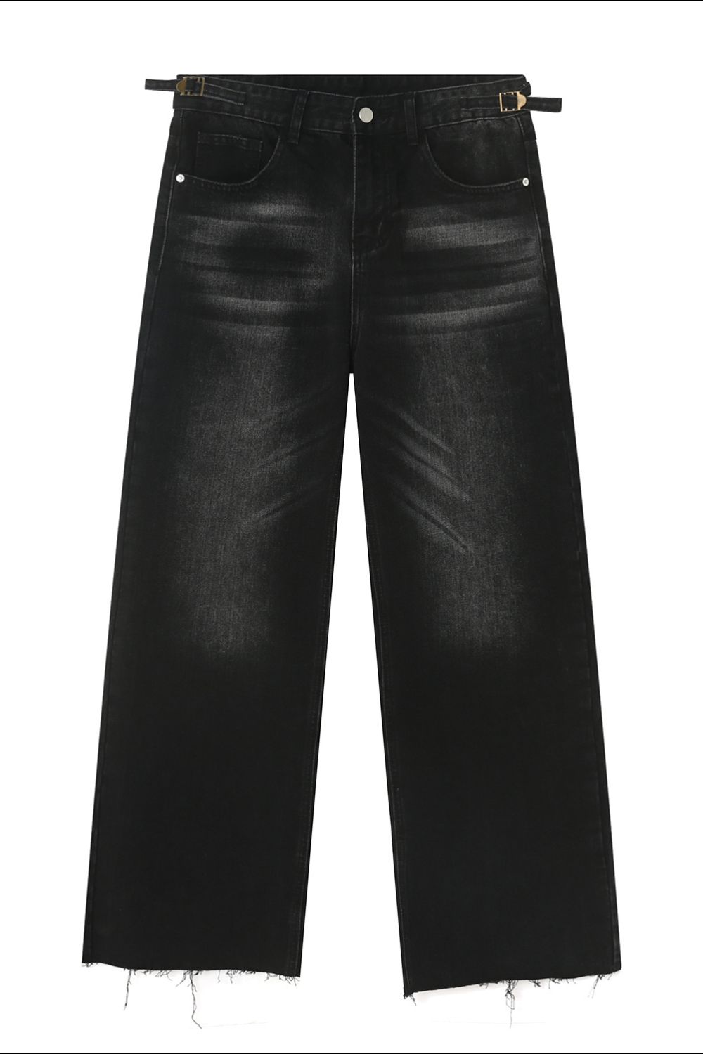 Raw Hem Straight Leg Jeans