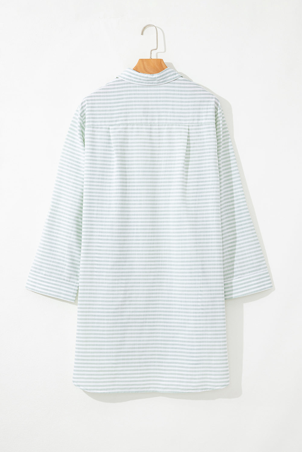 Striped Johnny Collar Long Sleeve Mini Shirt Dress