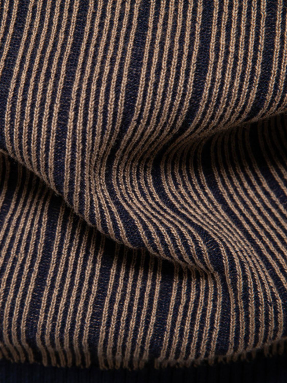 Men's Mock Neck Contrast Striped Sweater
