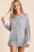 BiBi Leopard Round Neck Long Sleeve T-Shirt