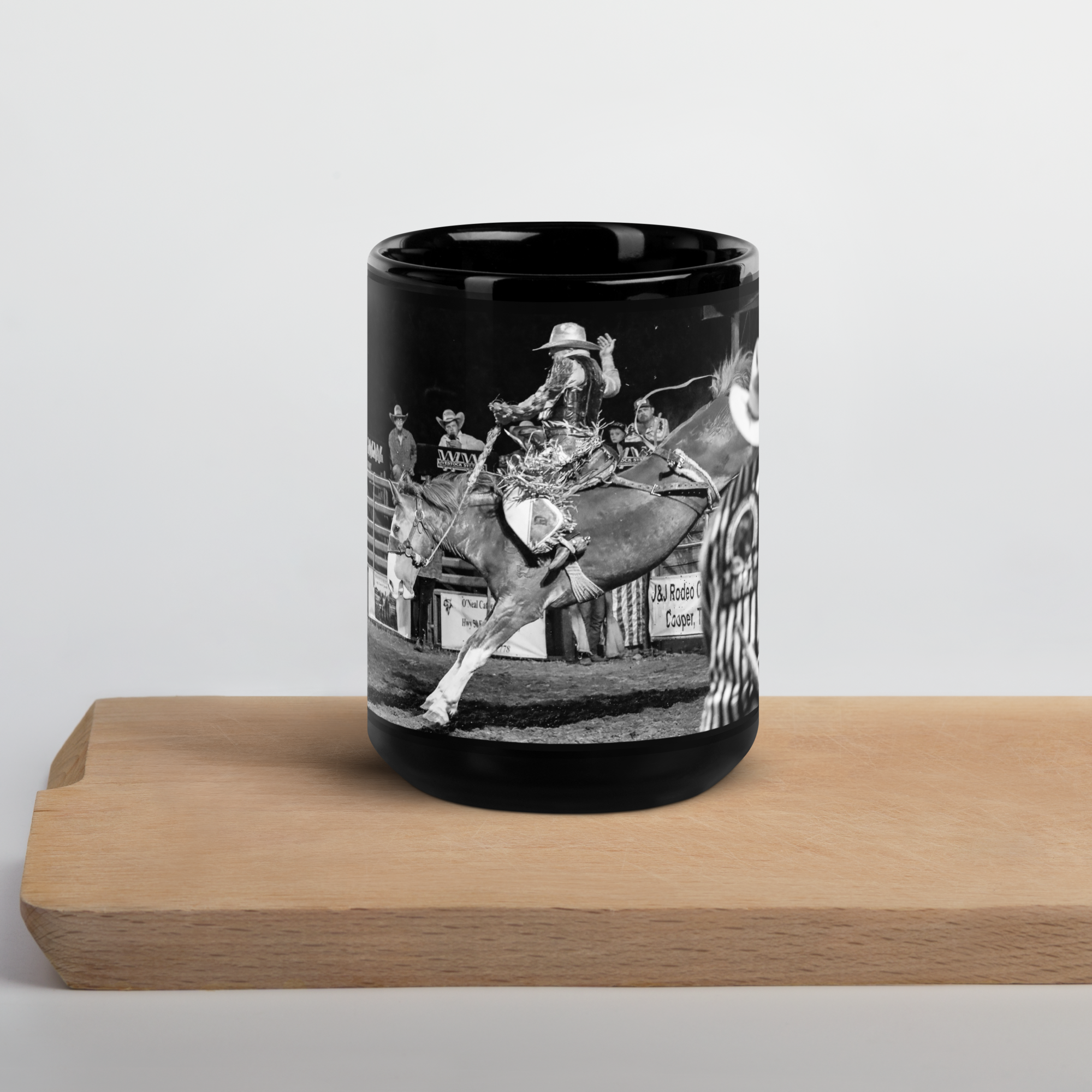 Buckin' Horse Black Glossy Ceramic 15oz Mug
