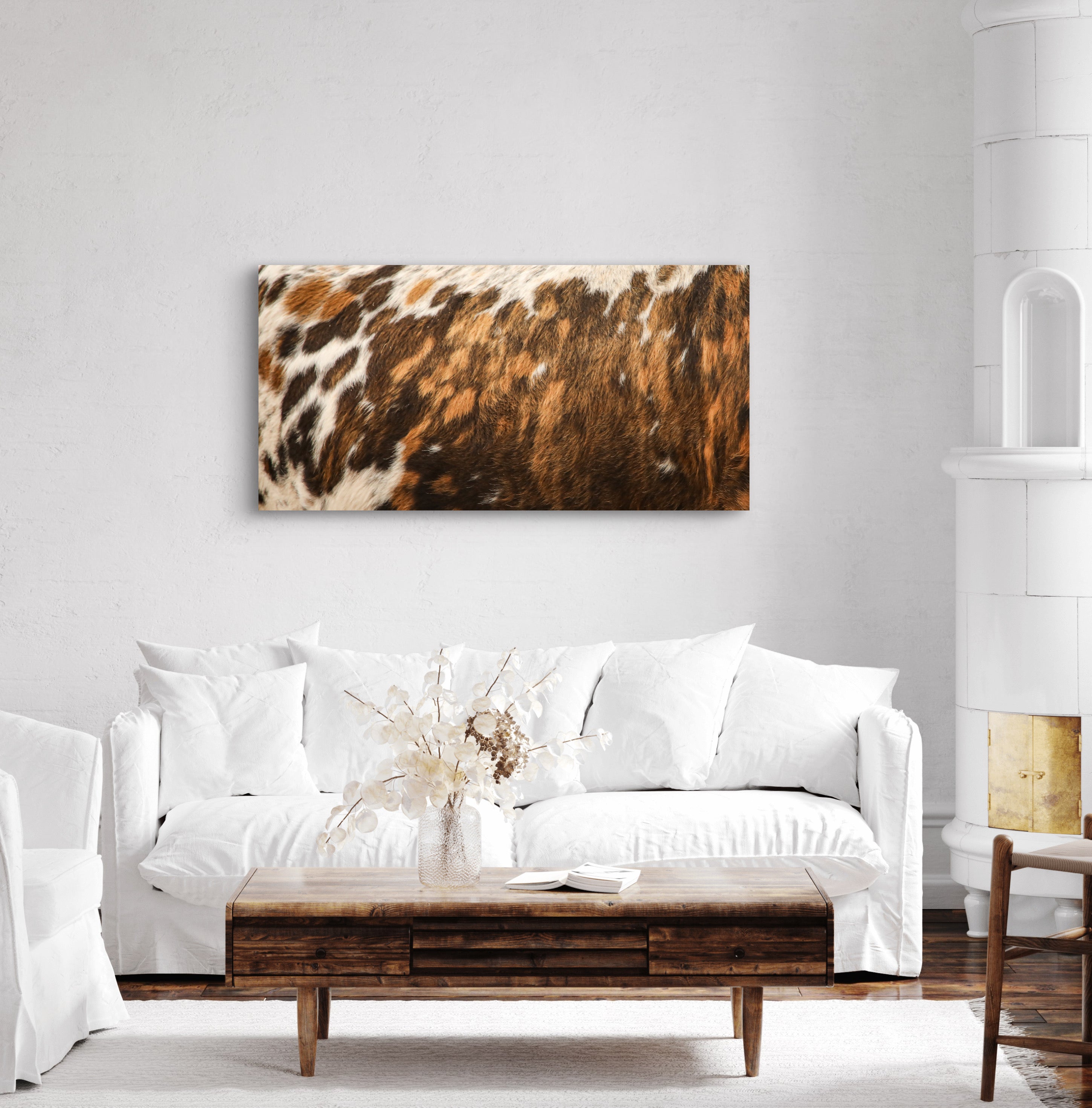 Brindle Cowhide Rustic Western Canvas Wall Art Farmhouse Decor