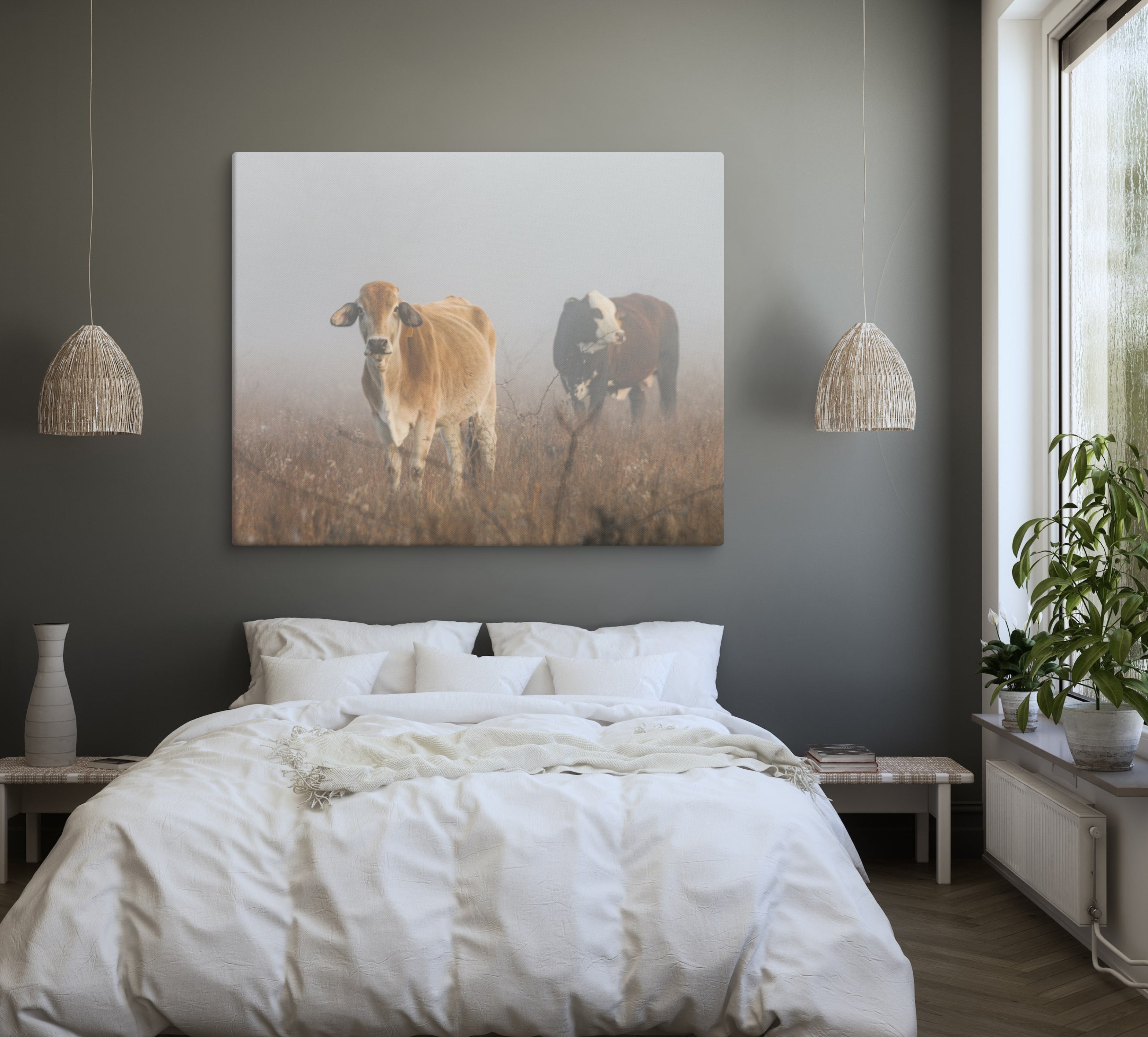 Cows in the Fog | Western Farmhouse Wall Art
