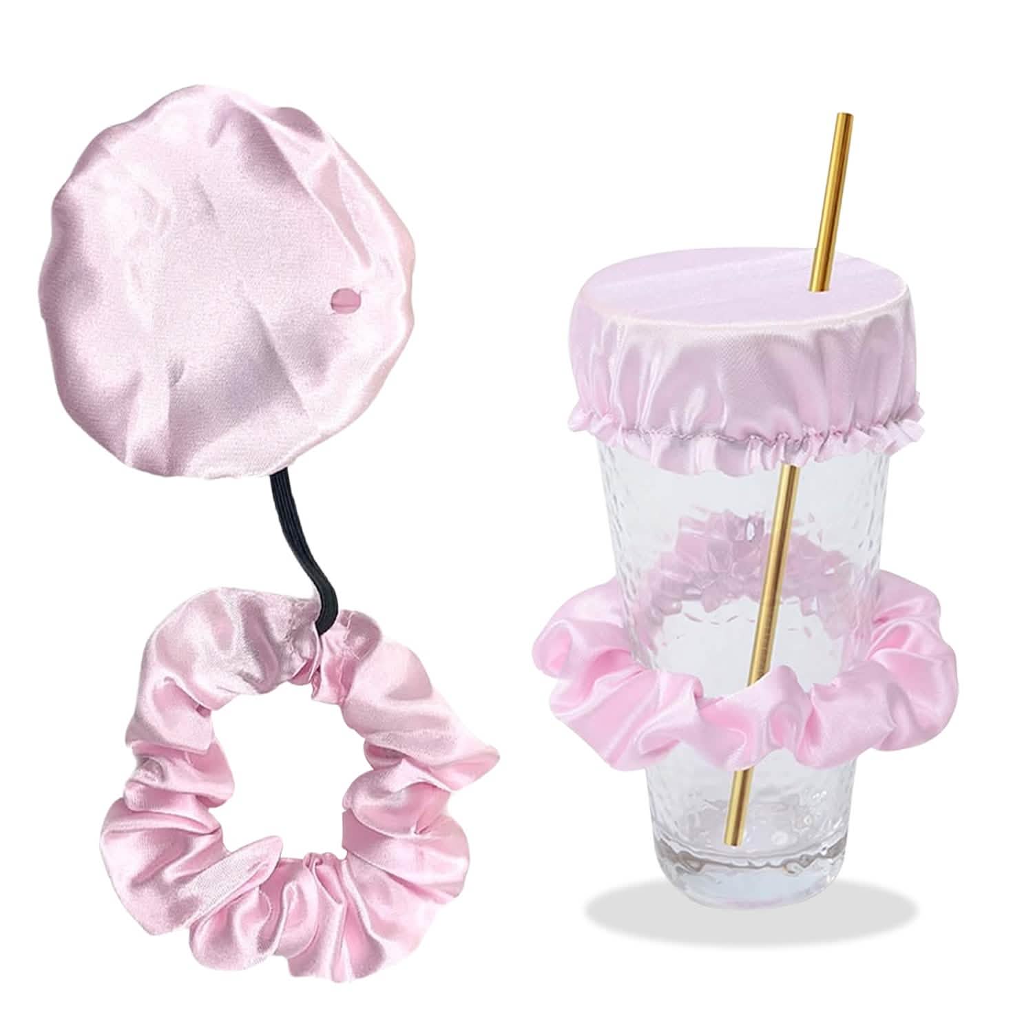 Reusable Anti-Spike Scrunchie Drink Mug Glass Cover Cap Headband with Straw Hole for Covering Drinks Party, Club, Disco