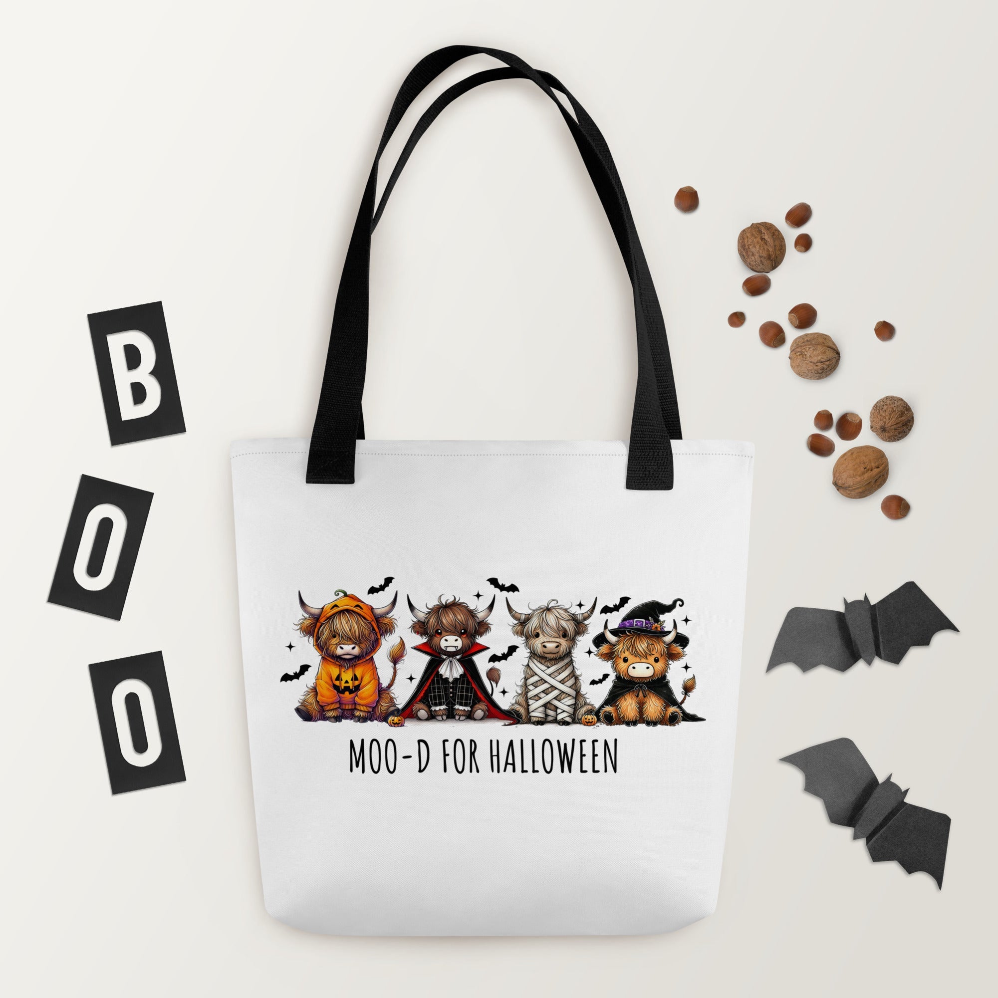 Moo-d Halloween Highland Cows Tote Bag