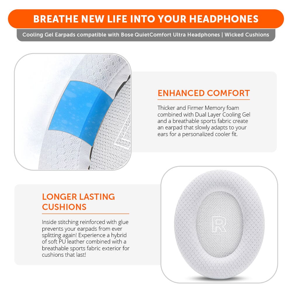 Bose QuietComfort Ultra Gen 1 & Gen 2 Cooling Gel Earpads - WC FreeZe QC Ultra
