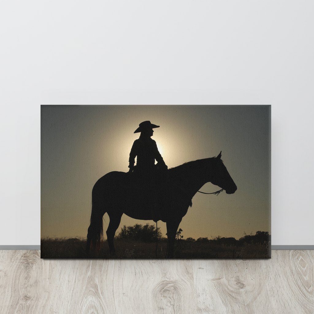 Cowgirl Silhouette Western Canvas, Farmhouse Wall Art, Horse Girl Vibes