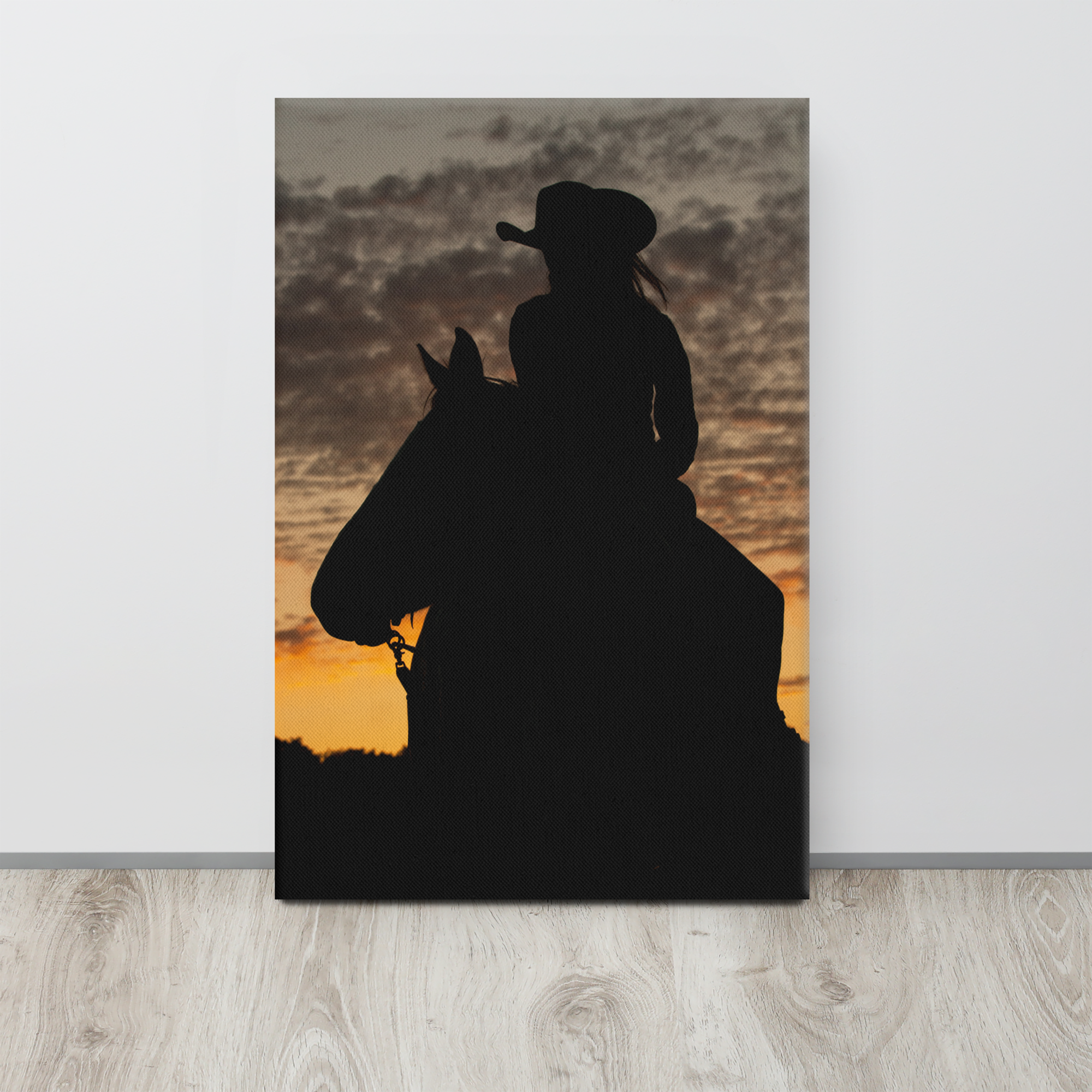 Cowgirl Sunset Silhouette Wall Art Western Home Decor