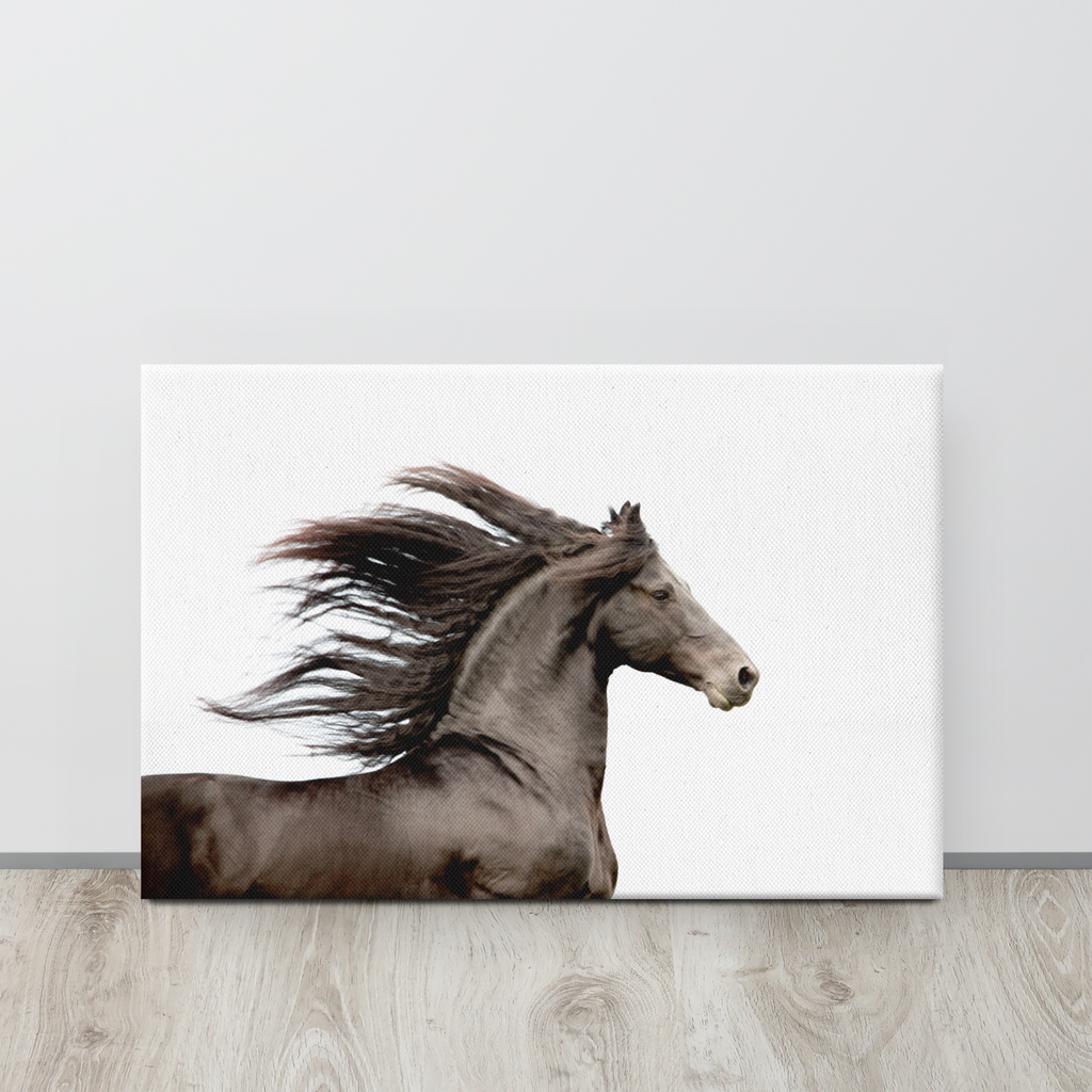 Dark Horse Running, Black and White Equine Wall Art