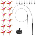 Cat Feather Wand Rod with 12 Pieces Feather Replacements for Cats