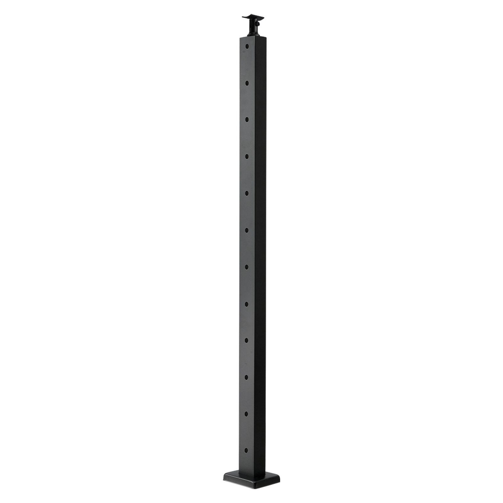 Cable Railing Post, 42x1x2 Inch Level Deck Stair Posts, 1-Pack Stainless Steel Cable Handrail Post, Pre-Drilled Pickets with Mounting Bracket Stair Railing Kit, Black, 1JZLGZXHS1063GGTD001V0