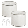 Lamp Shade 2 Set with Harp 11 x 13 x 10 inches (Light Linen with Black Edge)