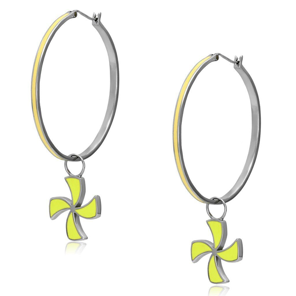 TK914 - High polished (no plating) Stainless Steel Earrings with Epoxy in Multi Color