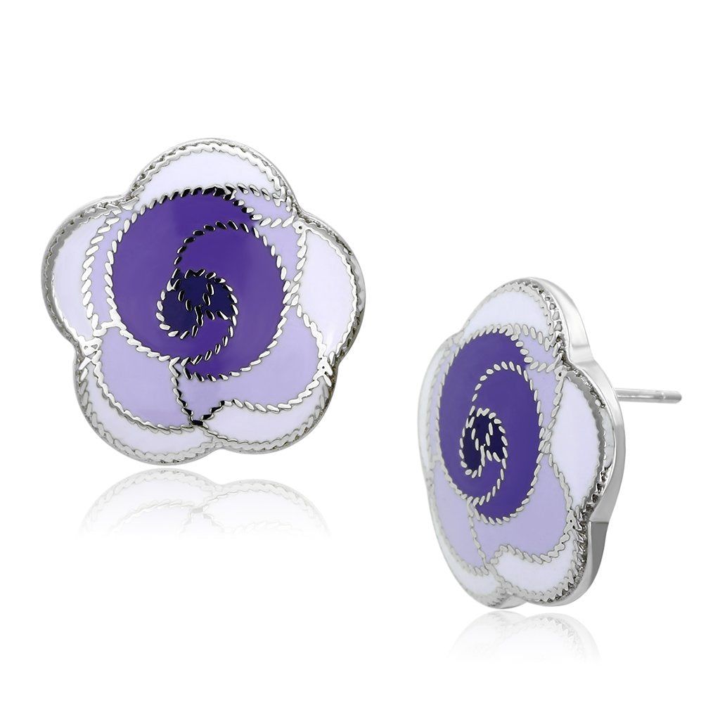 TK903 - High polished (no plating) Stainless Steel Earrings with Epoxy in Multi Color