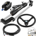 Hydraulic Boat Steering Kit, 300HP Hydraulic Steering Kit Helm Pump, Cylinder, Wheel, 18 Feet Hose Hydraulic Steering Seal Kit, Corrosion-Resistant Boat Steering System Marine Steering Kit