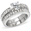 5X016 - Rhodium Brass Ring with AAA Grade CZ in Clear