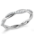 DA042 - High polished (no plating) Stainless Steel Ring with AAA Grade CZ in Clear