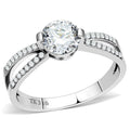 DA002 - High polished (no plating) Stainless Steel Ring with AAA Grade CZ in Clear