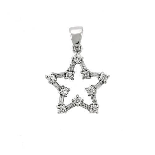 6X081 - High-Polished 925 Sterling Silver Pendant with AAA Grade CZ in Clear