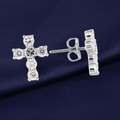0W155 - Rhodium 925 Sterling Silver Earrings with AAA Grade CZ in Clear