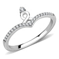 DA237 - High polished (no plating) Stainless Steel Ring with AAA Grade CZ in Clear