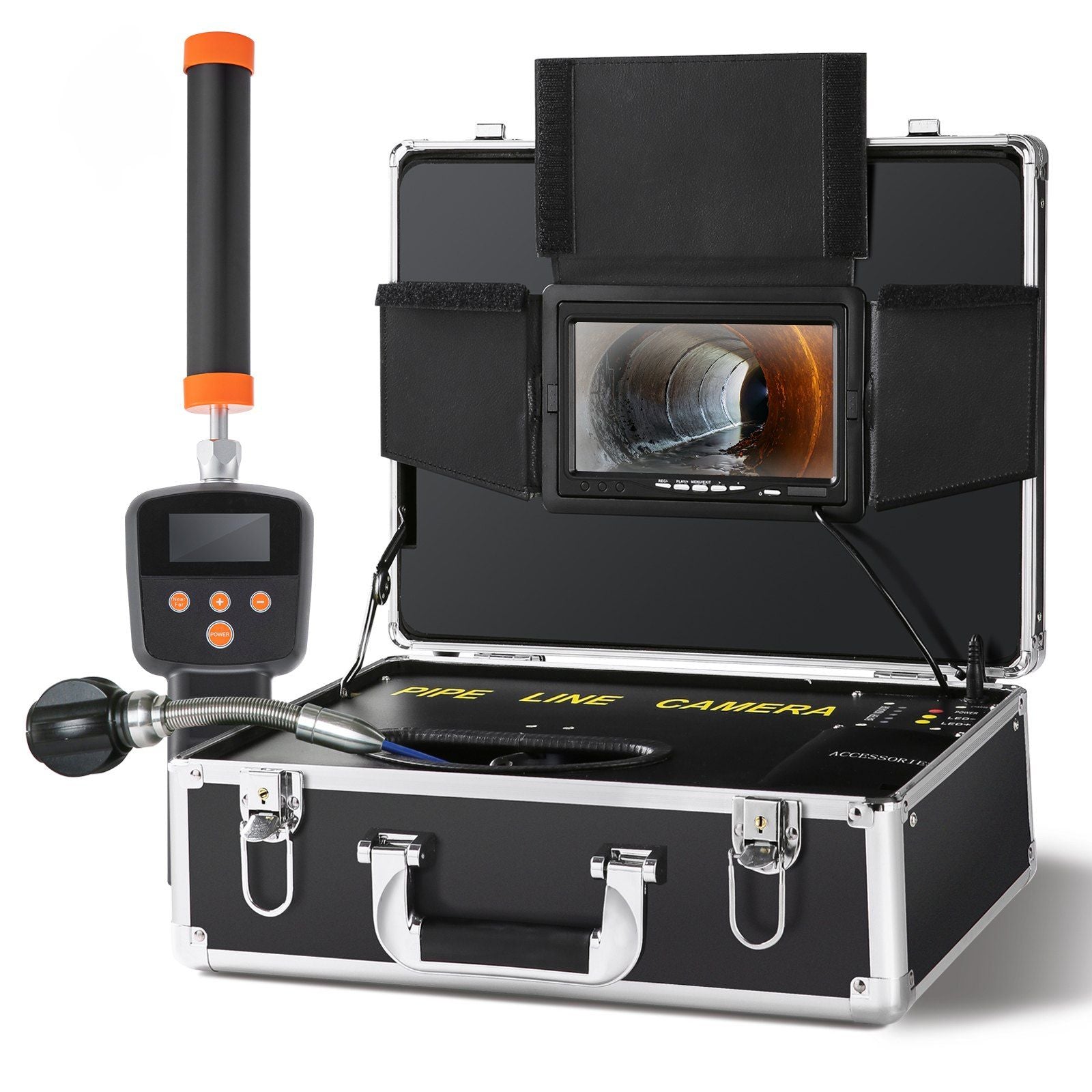 Sewer Camera with 512Hz Locator, 131 ft/40 m, 7" Pipeline Inspection Camera with DVR Function, IP68 Camera with 12 Adjustable LEDs, A 16 GB SD Card for Sewer Line, Home, Duct Drain Pipe Plumbing