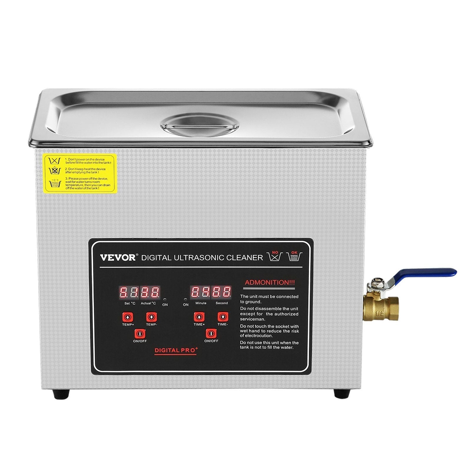 Ultrasonic Cleaner with Digital Timer & Heater, Professional Ultra Sonic Jewelry Cleaner, Stainless Steel Heated Cleaning Machine for Glasses Watch Rings Small Parts Circuit Board (6L)