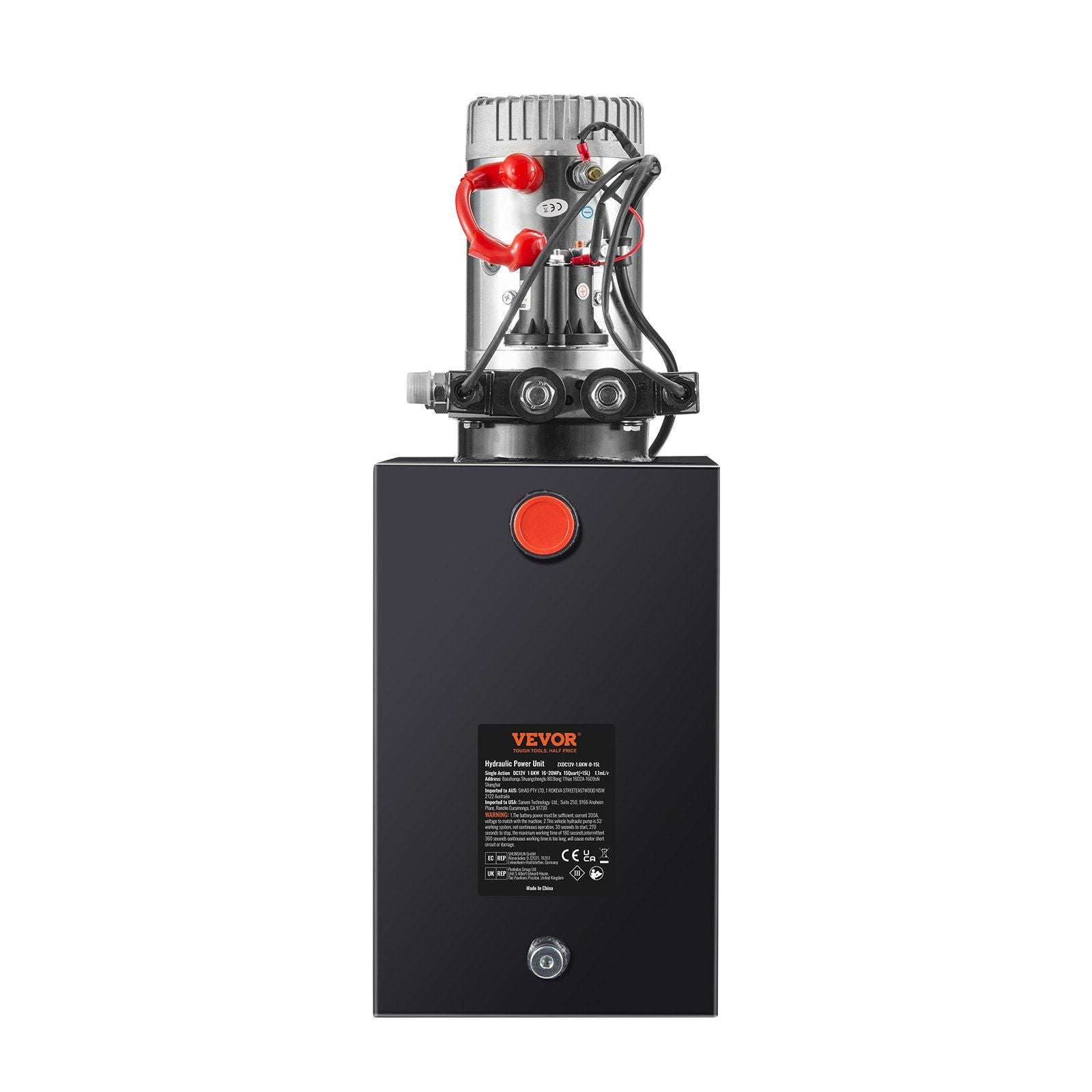 Hydraulic Pump, 15 Quart Hydraulic Power Unit, Double Acting Dump Trailer Pump, 0.91 GPM Flow Rate, 3200 PSI Max Relief Pressure, DC 12V Hydraulic Pump for Dump Trailer Car Lifting