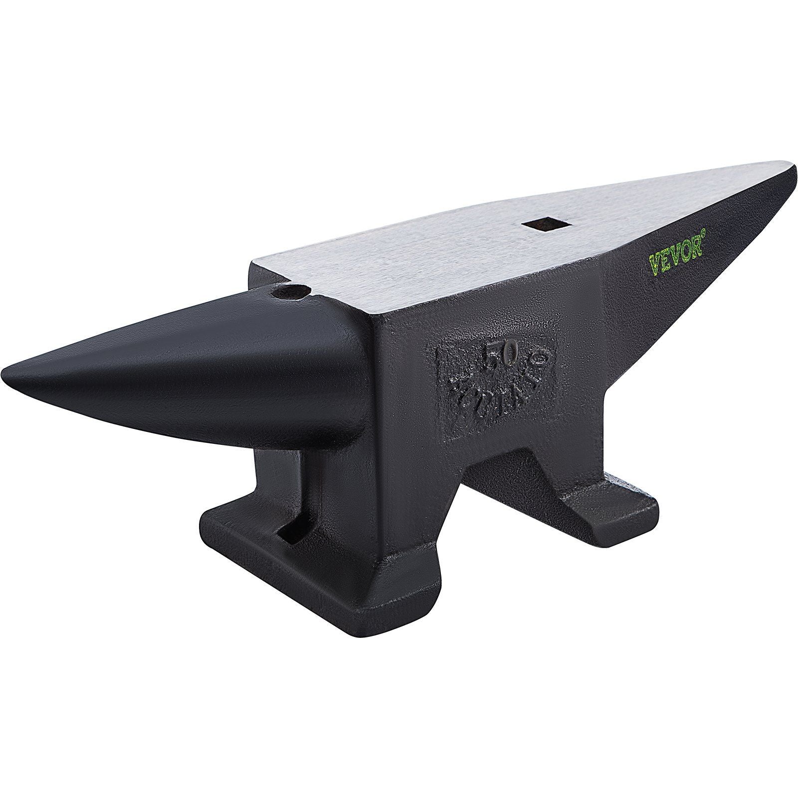 Cast Steel Anvil, 110 Lbs(50kg) Single Horn Anvil with Large Countertop and Stable Base, High Hardness Rugged Round Horn Anvil Blacksmith, for Bending, Shaping