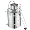 Alcohol Still, 15 Gal 50L Water Alcohol Distiller, Home Distillery Kit include Stainless Steel Tube & Pump & One-way Exhaust Valve & Thermometer (30-120°C ) for DIY Whisky Wine Brandy, Silver