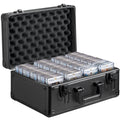 Graded Card Storage Box, 4 Slots, Graded Sports Cards Holder Carrying Case with Key Lock Foam Dividers, for 96 PSA Graded Cards 68 BGS Cards 76 SGC Cards 348 Top Loaders or 999+ Loose Cards