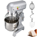 Commercial Food Mixer 10Qt 450W 3 Speeds Adjustable 110/178/390 RPM Heavy Duty 110V with Stainless Steel Bowl Dough Hooks Whisk Beater Premium for Schools Bakeries Restaurants Pizzerias