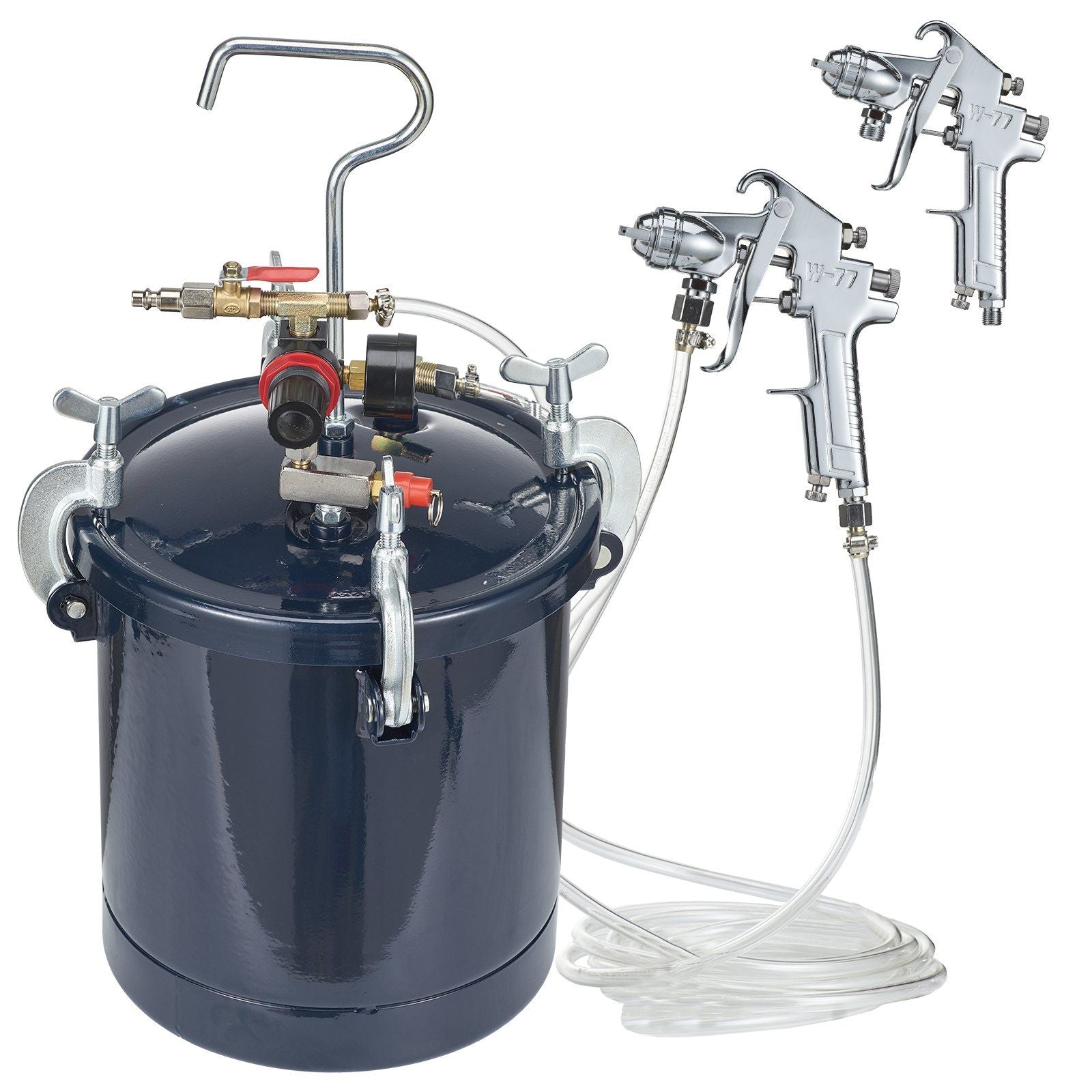 Spray Paint Pressure Pot Tank, 10L/2.5gal Air Paint Pressure Pot, 1.5mm+4mm Two Nozzles Two Spray Paint Guns, 60PSI Max, for Industry Home Decor Architecture Construction Automotive Painting
