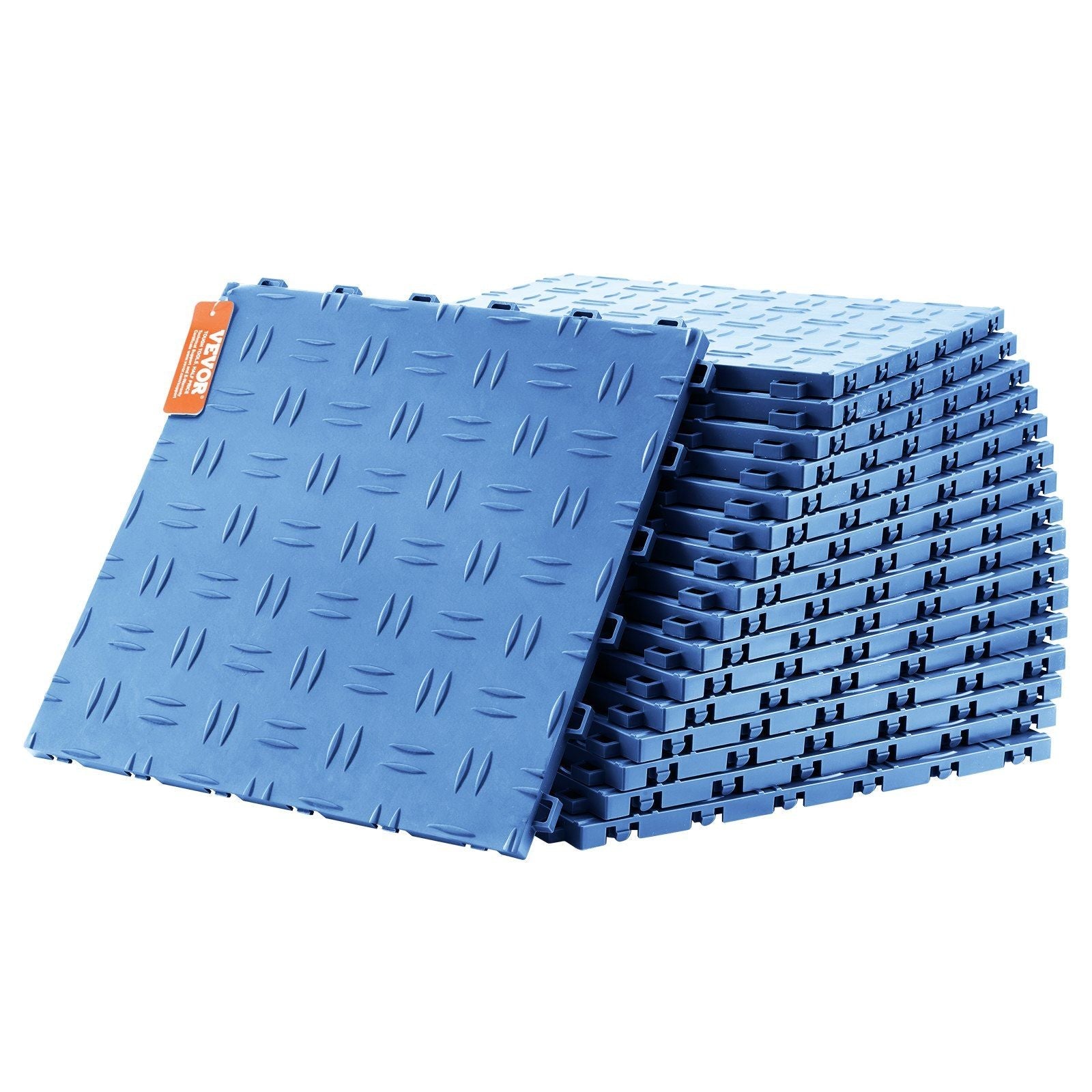 Garage Tiles Interlocking, 12 x 12 x 0.53 inch 50 Pack Garage Floor Covering Tiles, Non-Slip Double-Sided Texture Garage Flooring Tiles, for Garages, Basements, Repair Shops, Blue