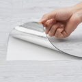 Self Adhesive Vinyl Floor Tiles 390 x 23.6 inch, 1.5mm Thick Peel & Stick, Light Gray Wood Grain DIY Flooring for Kitchen, Dining Room, Bedrooms & Bathrooms, Easy for Home Decor